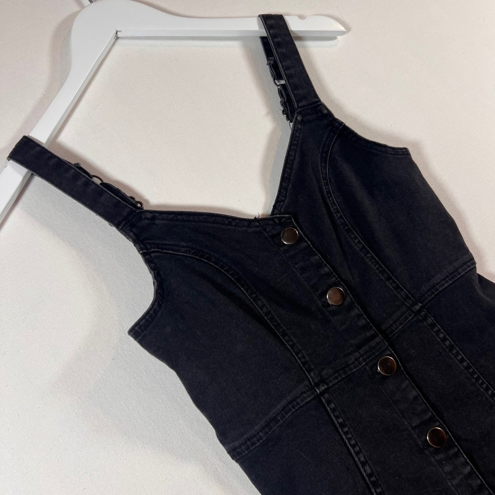BDG Denim Mini Dress Women S Black Cotton Button Front Y2K Grunge Casual Trendy